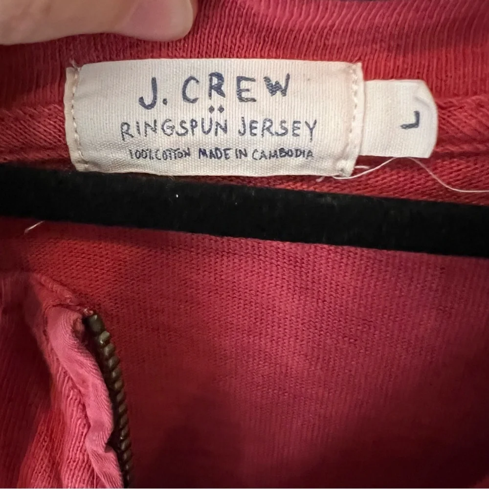 J. Crew Pullover Mens 1/4 Zip Ringspun Jersey 100% Cotton | L